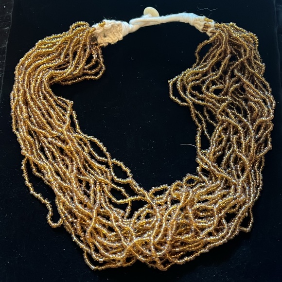 Brown and Cream Beaded Necklace - Picture 5 of 16